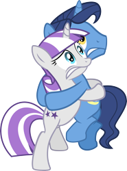 Size: 4432x5999 | Tagged: safe, artist:millennial dan, character:night light, character:twilight velvet, species:pony, species:unicorn, ship:nightvelvet, absurd resolution, female, hug, husband and wife, male, parent, scared, simple background, transparent background, vector