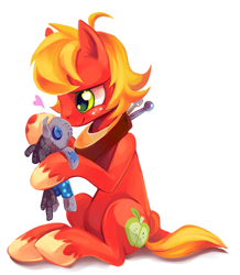 Size: 528x605 | Tagged: safe, artist:theuselesstoe, character:big mcintosh, character:smarty pants, species:earth pony, species:pony, cutie mark, female, heart, macareina, mare, rule 63, solo