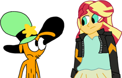 Size: 1552x1000 | Tagged: safe, artist:mtad2, character:sunset shimmer, fuck you spoofers, go away, people ship this?, stupid ships, wander over yonder