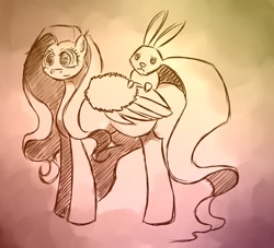 Size: 600x544 | Tagged: safe, artist:schwarz-one, character:angel bunny, character:fluttershy, sketch