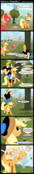 Size: 700x3560 | Tagged: safe, artist:angerelic, character:applejack, character:big mcintosh, species:earth pony, species:human, species:pony, bravo vs. ponyville, comic, crossover, female, human male, humans riding ponies, johnny bravo, kicking, lip bite, male, mare, riding, stallion, yeehaw