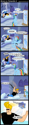 Size: 700x2974 | Tagged: safe, artist:angerelic, character:rainbow dash, species:human, species:pegasus, species:pony, bipedal, bravo vs. ponyville, cloud, cloud house, comic, crossover, falling, falling through clouds, female, human male, johnny bravo, male, mare, mirror, prank, sunglasses, watch that first step it's a lulu