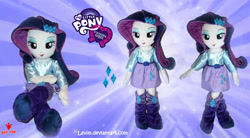 Size: 1024x565 | Tagged: safe, artist:lavim, character:rarity, my little pony:equestria girls, irl, photo, plushie, solo