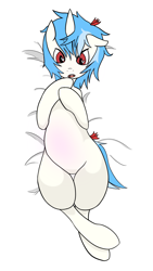 Size: 1080x1920 | Tagged: safe, artist:clair, oc, oc only, oc:clairvoyance, species:pony, bedroom eyes, blushing, body pillow, body pillow design, heart eyes, looking at you, male, ribbon, solo, wingding eyes