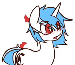 Size: 632x543 | Tagged: safe, artist:clair, oc, oc only, oc:clair, oc:clairvoyance, species:pony, species:unicorn, :o, blackletter, blushing, heart eyes, open mouth, ribbon, simple background, solo, white background, wingding eyes