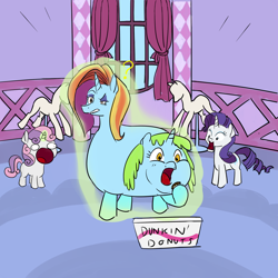 Size: 2000x2000 | Tagged: safe, artist:periodicbrony, character:rarity, character:sassy saddles, character:sweetie belle, character:whoa nelly, conjoined, fat, fusion, multiple heads, sassy nelly, spell gone wrong, sweetie derelle, two heads, wat, we have become one, window