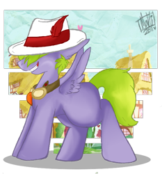 Size: 561x601 | Tagged: safe, artist:flow3r-child, character:spike, species:pegasus, species:pony, clothing, hat, male, ponified, ponified spike, species swap