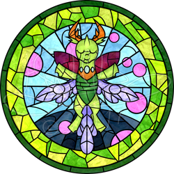 Size: 2428x2428 | Tagged: safe, artist:h-stallionwolf, character:thorax, species:changeling, species:reformed changeling, episode:to where and back again, g4, my little pony: friendship is magic, male, solo, stained glass, stained glass effect, watermark