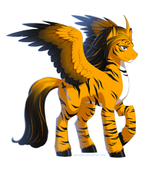 Size: 1619x1896 | Tagged: safe, artist:jay-kuro, oc, oc only, oc:charming blade, species:alicorn, species:pony, species:zebra, alicorn oc, colored wings, colt, cutie mark, fur, hooves, horn, male, multicolored coat, multicolored hair, multicolored wings, simple background, smiling, solo, sword, transparent background, weapon, wings, zebra alicorn