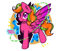 Size: 1907x1546 | Tagged: safe, artist:biskhuit, oc, oc only, oc:dolphin wave, species:pegasus, species:pony, colored wings, female, mare, multicolored wings, solo
