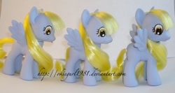 Size: 799x425 | Tagged: safe, artist:okiegurl1981, character:derpy hooves, species:pony, brushable, custom, irl, photo, toy