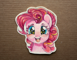 Size: 1280x998 | Tagged: safe, artist:sapraitlond, character:pinkie pie, species:earth pony, species:pony, bust, craft, female, looking at you, mare, papercraft, portrait, solo, starry eyes, traditional art, wingding eyes