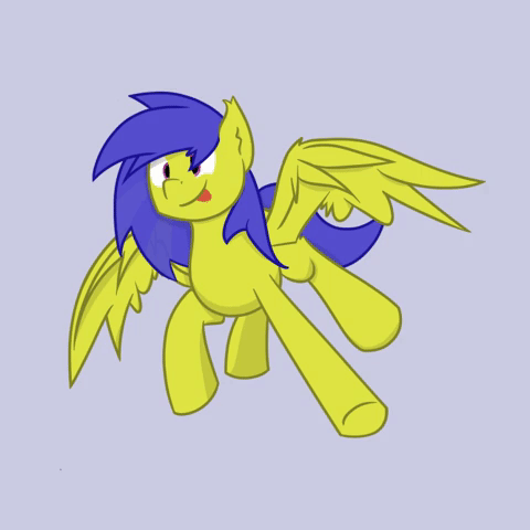 Size: 480x480 | Tagged: safe, artist:carson marain, oc, oc only, oc:crispy, species:pegasus, species:pony, animated, gif, simple background, solo, tongue out