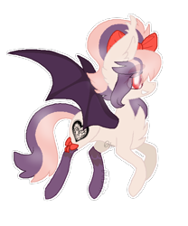 Size: 550x660 | Tagged: safe, artist:wishing-well-artist, oc, oc only, oc:sweet velvet, species:bat pony, species:pony, bow, clothing, female, hair bow, mare, simple background, socks, solo, transparent background