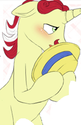 Size: 207x319 | Tagged: safe, artist:alicornparty, character:flam, species:pony, blushing, male, missing accessory, missing cutie mark, nervous, solo
