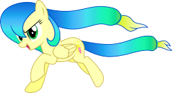 Size: 3954x2133 | Tagged: safe, artist:audiobeatzz, oc, oc only, oc:summer tide, species:pegasus, species:pony, female, gradient hair, high res, mare, running, simple background, solo, transparent background, vector