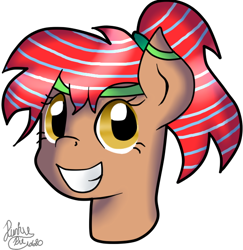 Size: 600x618 | Tagged: safe, artist:pinkiepie6680, oc, oc only, oc:chrissy, species:pony, bicolor mane, bust, female, mare, portrait, simple background, solo, transparent background