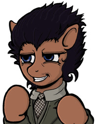 Size: 630x800 | Tagged: safe, artist:lavosvsbahamut, species:changeling, species:pony, alien, ancient aliens, ancient humans, clothing, colored, giorgio a. tsoukalos, male, necktie, ponified, shirt, solo, stallion