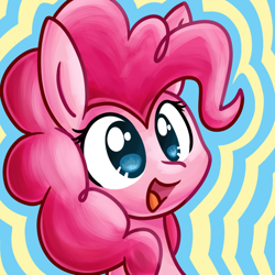 Size: 700x700 | Tagged: safe, artist:littlepinkalpaca, character:pinkie pie, species:earth pony, species:pony, bust, cute, diapinkes, female, open mouth, portrait, solo