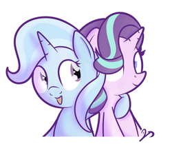 Size: 1827x1596 | Tagged: safe, artist:vaetan, character:starlight glimmer, character:trixie, species:pony, species:unicorn, duo, hug, simple background, smiling, transparent background