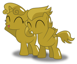 Size: 1692x1430 | Tagged: safe, artist:meandmyideas, character:rumble, character:sweetie belle, species:pony, ship:rumbelle, colt, eyes closed, female, filly, luster dust, luster dust-ified, male, shipping, simple background, smiling, straight, sweetie gold, transparent background, vector
