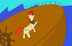 Size: 1980x1280 | Tagged: safe, artist:meme mare, oc, oc only, oc:red pone (8chan), /pone/, 8chan, bandana, boat, solo
