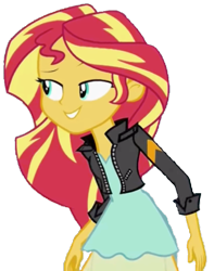 Size: 457x581 | Tagged: safe, artist:fella, character:sunset shimmer, equestria girls:dance magic, g4, my little pony: equestria girls, my little pony:equestria girls, spoiler:eqg specials, clothing, female, jacket, leather jacket, rapeface, simple background, smiling, smug, solo, transparent background