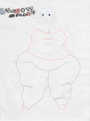 Size: 4100x5500 | Tagged: safe, artist:thalane.dragonness, oc, oc only, oc:shadow melody, species:anthro, absurd resolution, bbw, fat, female, impossibly wide hips, lineart, solo, ssbbw, wide hips, wip