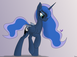 Size: 2264x1672 | Tagged: safe, artist:vinaramic, character:princess luna, species:alicorn, species:pony, butterfly, female, gray background, mare, simple background, solo