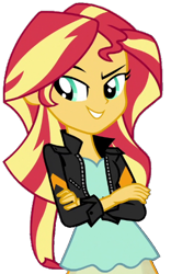 Size: 338x540 | Tagged: safe, artist:fella, character:sunset shimmer, equestria girls:movie magic, g4, my little pony: equestria girls, my little pony:equestria girls, spoiler:eqg specials, clothing, female, jacket, leather jacket, simple background, smug, smugset shimmer, solo, transparent background
