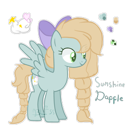 Size: 2000x2000 | Tagged: safe, artist:emerald-bliss, oc, oc only, oc:sunshine dapple, parent:derpy hooves, parent:doctor whooves, parents:doctorderpy, species:pegasus, species:pony, female, high res, mare, offspring, reference sheet, simple background, solo, transparent background