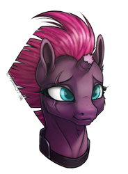 Size: 546x742 | Tagged: safe, artist:arceus55, character:tempest shadow, species:pony, species:unicorn, my little pony: the movie (2017), broken horn, bust, eye scar, female, mare, pretty pretty tempest, scar, simple background, solo, transparent background
