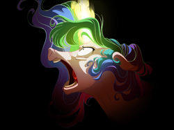 Size: 2000x1500 | Tagged: safe, artist:longmuzzlepony, character:princess celestia, crying, female, glowing horn, magic, open mouth, solo, yelling