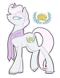 Size: 899x1172 | Tagged: safe, artist:cihiiro, oc, oc only, oc:picture perfect, parent:fleur-de-lis, parent:prince blueblood, parents:fleur-de-blueblood, species:pony, species:unicorn, clothing, cutie mark background, offspring, reference sheet, scarf, simple background, solo, transparent background, unshorn fetlocks