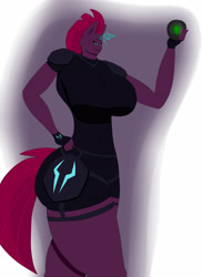 Size: 3200x4400 | Tagged: safe, artist:charlyc1995, character:tempest shadow, species:anthro, my little pony: the movie (2017), big breasts, breasts, busty tempest shadow, disproportional anatomy, female, huge breasts, solo