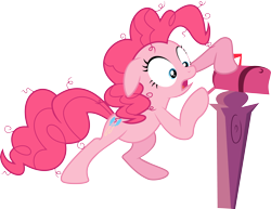 Size: 5760x4440 | Tagged: safe, artist:mehoep, character:pinkie pie, species:earth pony, species:pony, episode:wonderbolts academy, g4, my little pony: friendship is magic, absurd resolution, desperate, female, mailbox, mare, messy mane, simple background, solo, transparent background, vector