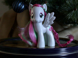 Size: 550x412 | Tagged: safe, artist:phasingirl, official, character:blossomforth, species:pony, brushable, christmas, christmas decoration, christmas ornament, custom, decoration, holiday, irl, photo, solo, toy
