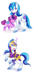 Size: 681x1470 | Tagged: safe, artist:theuselesstoe, character:shining armor, character:twilight sparkle, oc:dusk shine, species:pony, colt, gleaming shield, male, rule 63