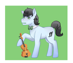 Size: 1245x1081 | Tagged: safe, artist:guiltyp, oc, oc only, oc:fortissimo, parent:frederic horseshoepin, parent:octavia melody, parents:fredtavia, species:earth pony, species:pony, bow tie, male, musical instrument, offspring, solo, stallion, violin