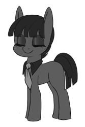 Size: 300x450 | Tagged: safe, artist:kronilix, oc, oc only, oc:critique, species:earth pony, species:pony, earth pony oc, eyes closed, female, mare, necktie, simple background, smiling, solo, transparent background