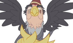 Size: 2250x1335 | Tagged: safe, artist:tizerfiction, character:grampa gruff, species:griffon, episode:the lost treasure of griffonstone, g4, my little pony: friendship is magic, blind eye, clothing, elderly, eye scar, fez, greedy, hat, male, scar, simple background, sin of greed, solo, spread wings, transparent background, vector, wings