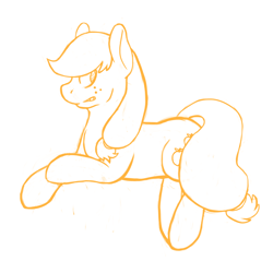 Size: 1500x1500 | Tagged: safe, artist:fatponi, part of a set, character:applejack, female, lineart, missing hat, monochrome, part of a series, profile, simple background, solo, white background