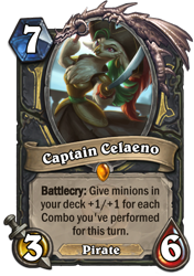 Size: 400x569 | Tagged: safe, artist:maaronn, character:captain celaeno, species:bird, my little pony: the movie (2017), card, hearthstone, legendary, rogue, trading card, trading card game, warcraft