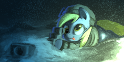 Size: 2221x1117 | Tagged: safe, artist:theprince, character:derpy hooves, species:pegasus, species:pony, beanie, clothing, crossover, female, gun, hat, hooves, mare, night, prone, rainbow six, rainbow six siege, rifle, russian, sniper, sniper rifle, snow, solo, spetsnaz, this will end in death, tongue out, weapon, wings