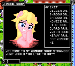 Size: 768x672 | Tagged: safe, artist:uni-pon, species:pony, female, mare, pixel art, ponified, princess peach, shop, super mario bros.