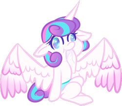 Size: 1364x1189 | Tagged: safe, artist:olivecow, character:princess flurry heart, species:alicorn, species:pony, baby, colored pupils, cute, derp, diaper, female, filly, flurrybetes, foal, hoof sucking, simple background, sitting, solo, spread wings, transparent background, wings