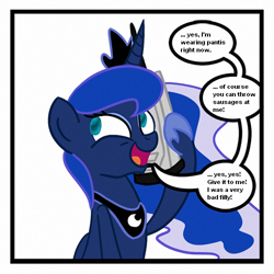 Size: 500x500 | Tagged: source needed, safe, artist:extremeasaur5000, character:princess luna, exploitable meme, female, luna phone meme, meme, phone, phone sex, solo, talking, we don't normally wear clothes