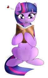 Size: 878x1426 | Tagged: safe, artist:monsoonvisionz, character:twilight sparkle, character:twilight sparkle (alicorn), species:alicorn, species:pony, belly button, book, female, heart, mare, reading, simple background, transparent background