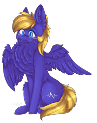 Size: 1381x1753 | Tagged: safe, artist:angelic-shield, derpibooru original, oc, oc only, oc:cloud quake, species:pegasus, species:pony, blushing, chest fluff, commission, cute, fluffy, impossibly large chest fluff, male, simple background, solo, stallion, transparent background