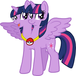 Size: 814x813 | Tagged: safe, artist:heartinarosebud, species:alicorn, species:pony, crossover, multiple heads, not salmon, pokéball, pokémon, simple background, solo, two heads are better than one